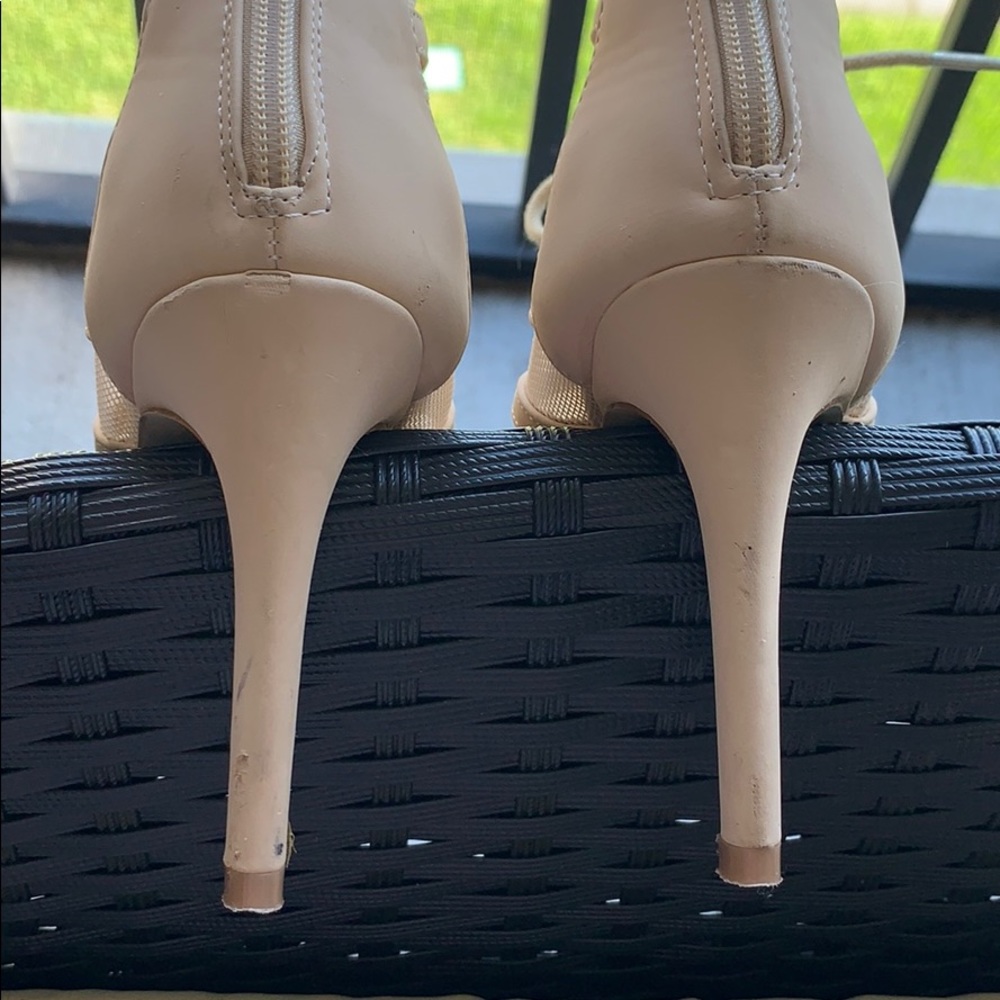 Beige Mesh Heels - Picture 4 of 5